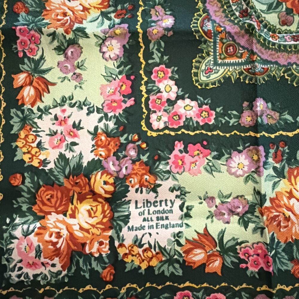 Liberty of London 100% Silk Square Scarf Floral 26 x 26 Made in England